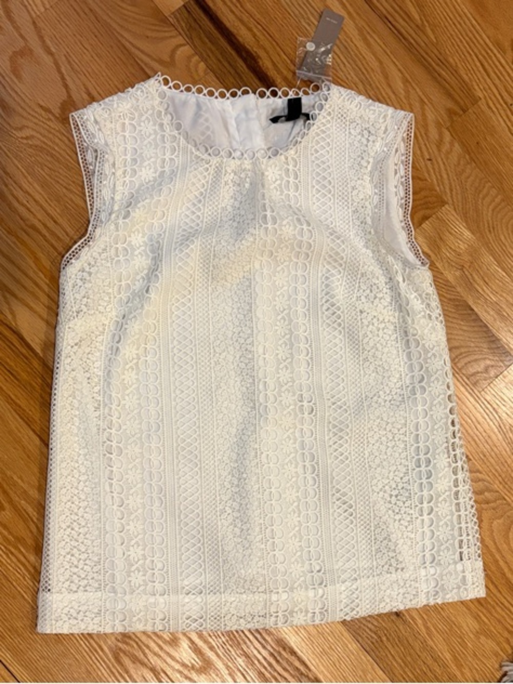 J Crew White Eyelet Lace Sleeveless Shell Top Size 00